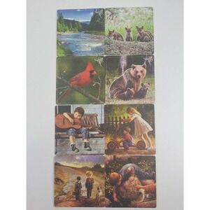 Double sided vintage paper coasters lot of 8